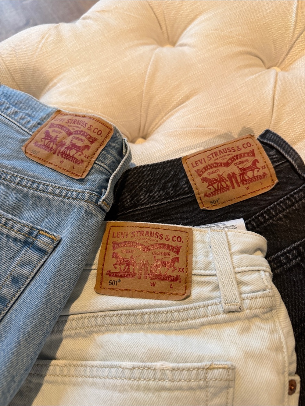 Women’s Levi’s Distressed Denim Shorts - Light Blue, Black, light ski blue - Picture 2 of 2